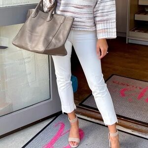Estelle & Finn Ankle Pants Step Hem Pull-On Style White Size 4 NWT Elastic Waist